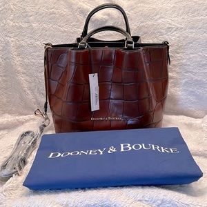 Dooney & Bourke Large Crocodile Barlow - Cognac/Black